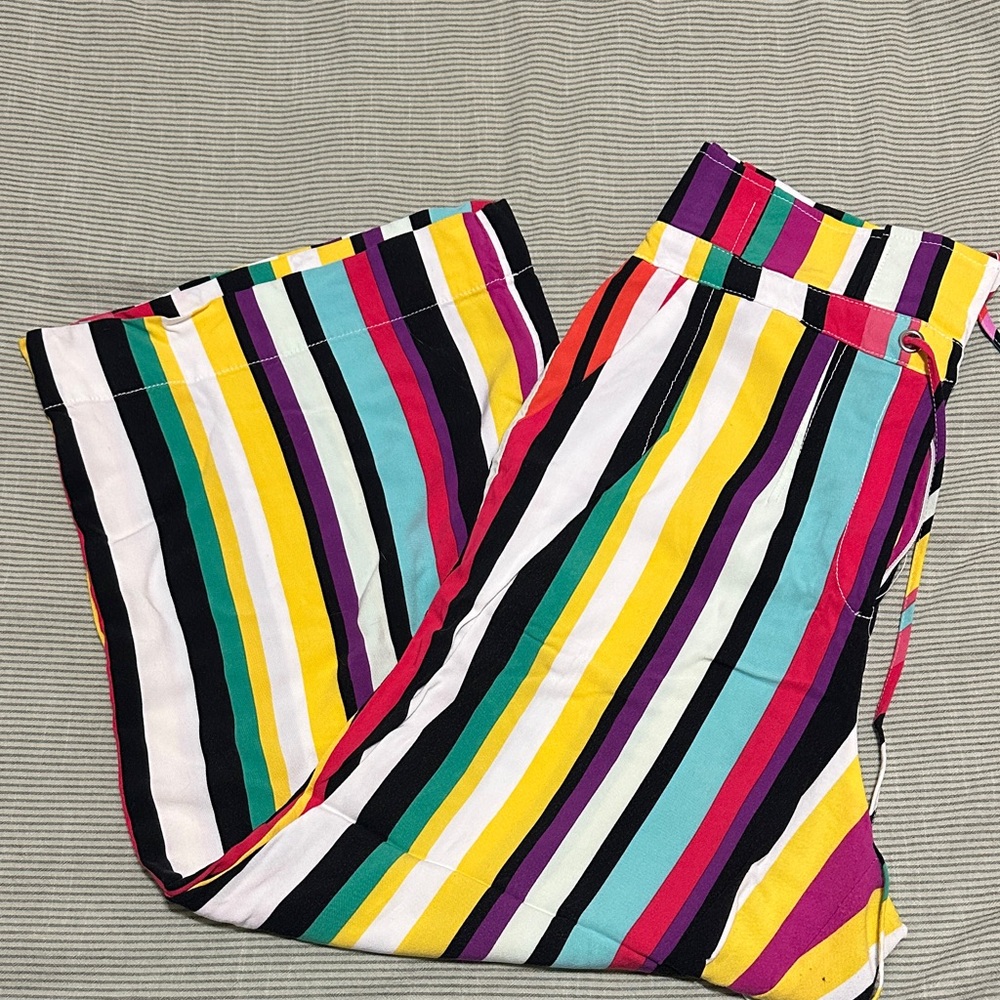 New York & Company Colorful Striped Wide Leg Pants